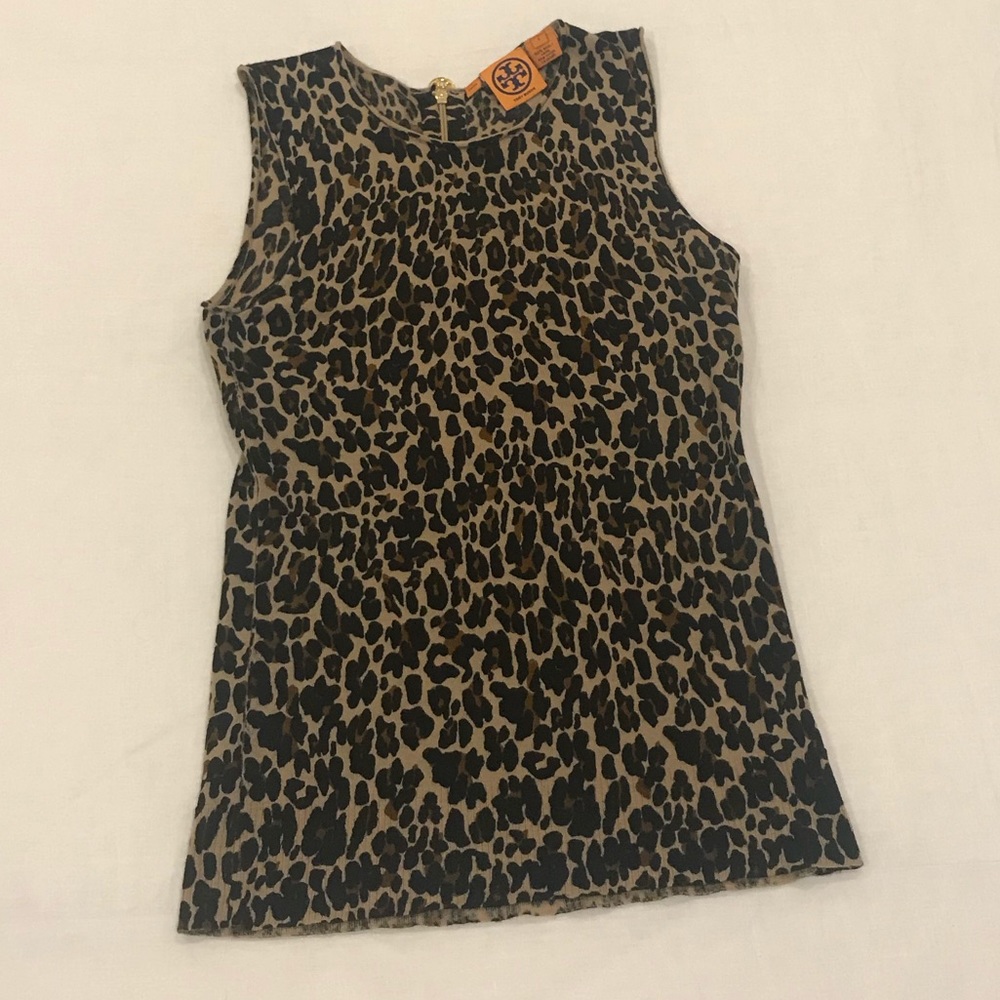 Tory Burch Animal Print Lightweight Wool Tank Top